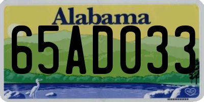 AL license plate 65AD033