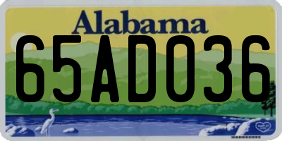 AL license plate 65AD036
