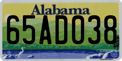 AL license plate 65AD038