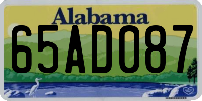AL license plate 65AD087