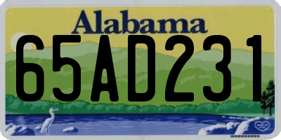 AL license plate 65AD231