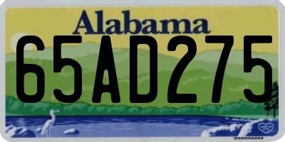 AL license plate 65AD275
