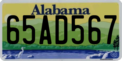 AL license plate 65AD567