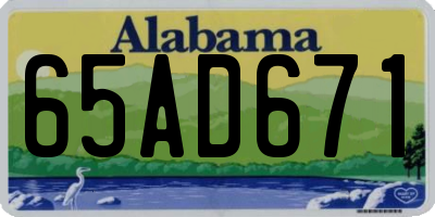 AL license plate 65AD671