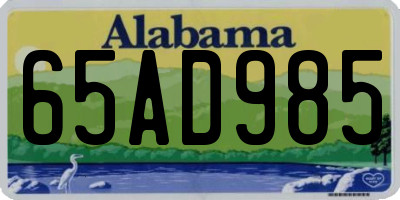 AL license plate 65AD985