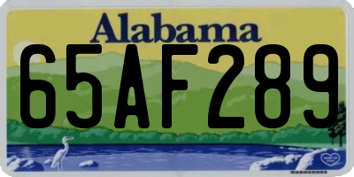 AL license plate 65AF289