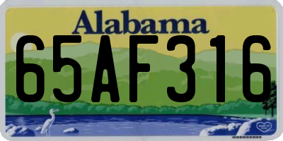 AL license plate 65AF316