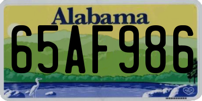 AL license plate 65AF986