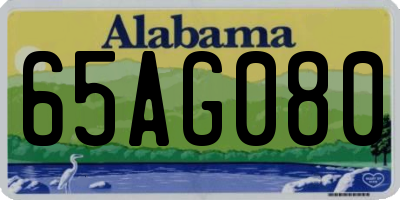 AL license plate 65AG080