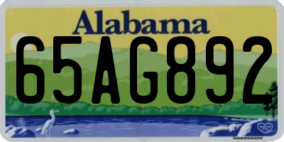 AL license plate 65AG892