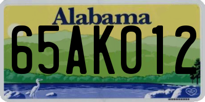 AL license plate 65AK012