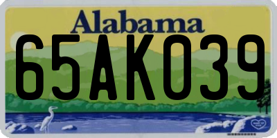 AL license plate 65AK039