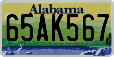AL license plate 65AK567
