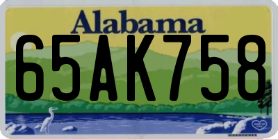 AL license plate 65AK758