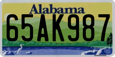 AL license plate 65AK987