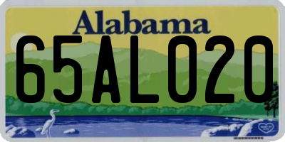 AL license plate 65AL020