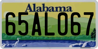 AL license plate 65AL067