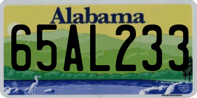AL license plate 65AL233