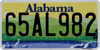 AL license plate 65AL982