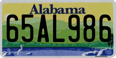 AL license plate 65AL986