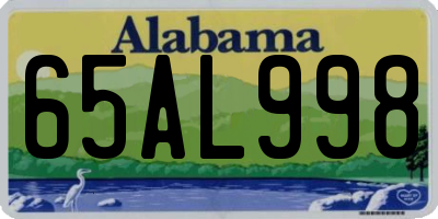 AL license plate 65AL998