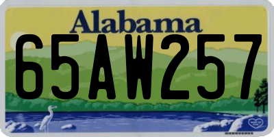 AL license plate 65AW257