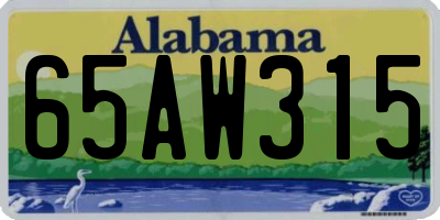 AL license plate 65AW315