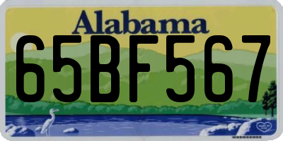 AL license plate 65BF567