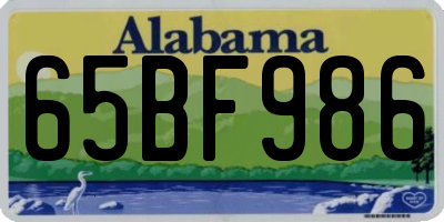 AL license plate 65BF986