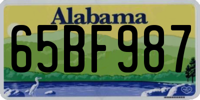 AL license plate 65BF987