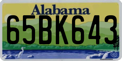 AL license plate 65BK643