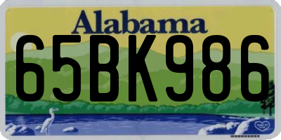AL license plate 65BK986