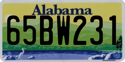 AL license plate 65BW231