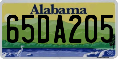 AL license plate 65DA205