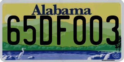 AL license plate 65DF003
