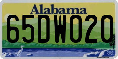 AL license plate 65DW020