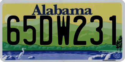 AL license plate 65DW231