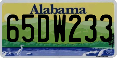 AL license plate 65DW233