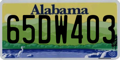 AL license plate 65DW403
