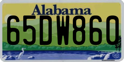AL license plate 65DW860