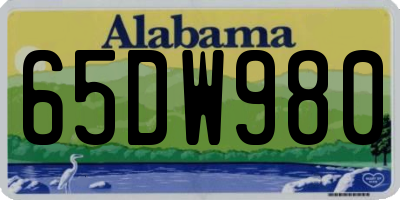 AL license plate 65DW980