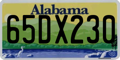 AL license plate 65DX230
