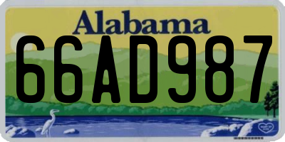 AL license plate 66AD987