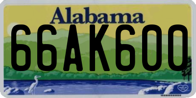 AL license plate 66AK600