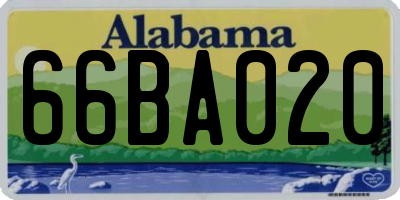 AL license plate 66BA020