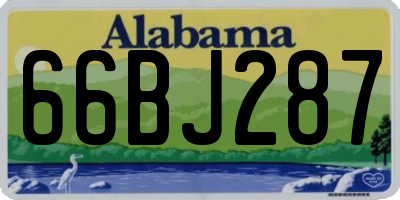 AL license plate 66BJ287