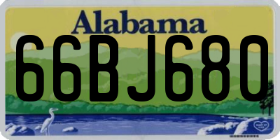 AL license plate 66BJ680