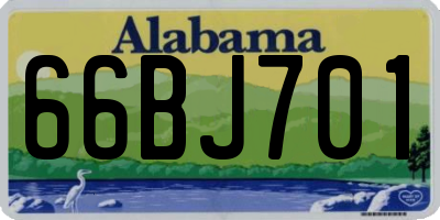 AL license plate 66BJ701