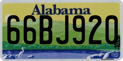AL license plate 66BJ920