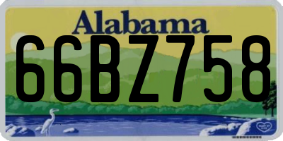 AL license plate 66BZ758